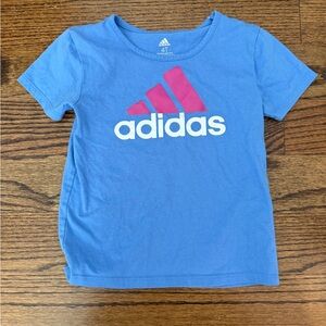 adidas Youth Light Blue Tee with Pink Logo